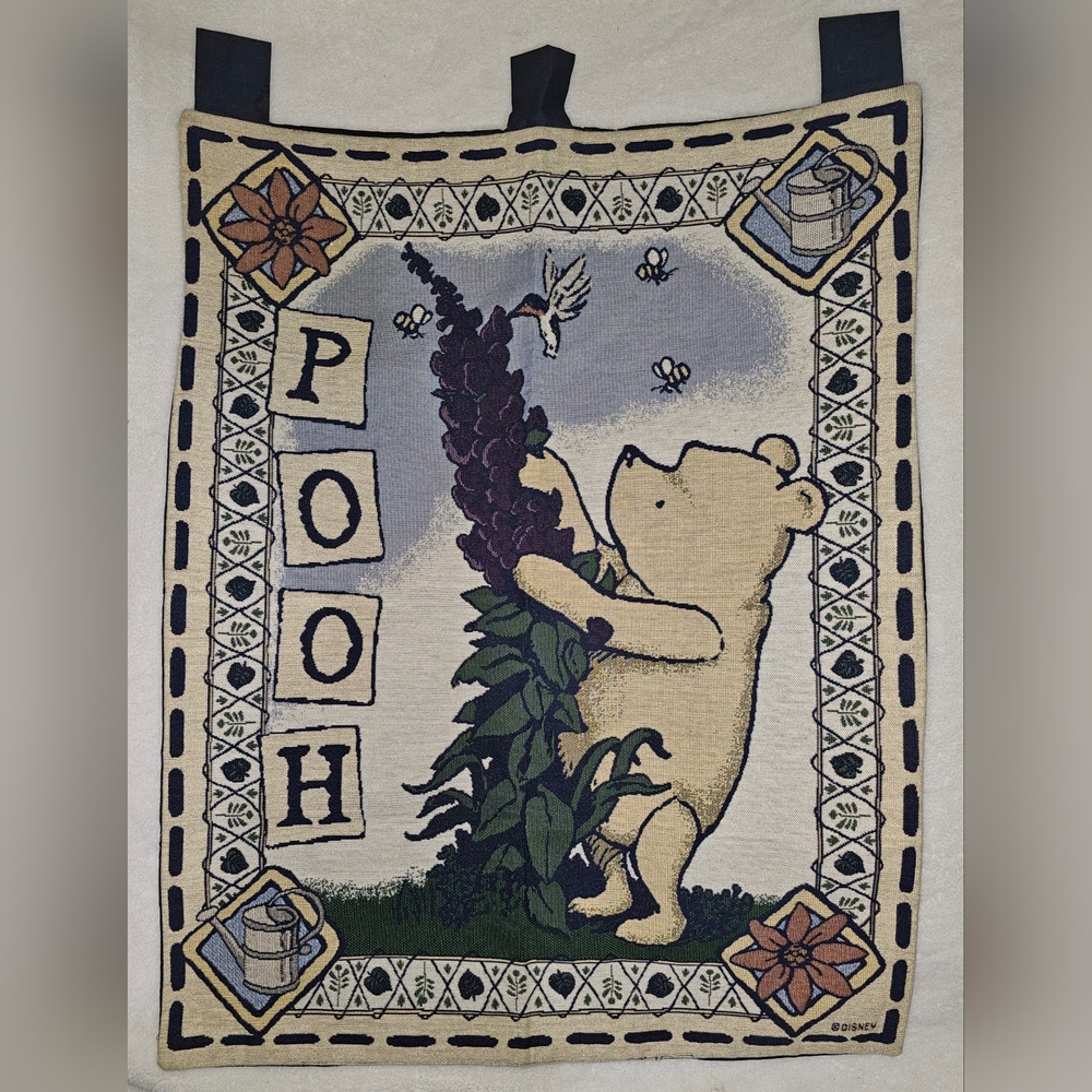 NWOT Disney Classic Pooh Garden Tapestry Wall Hanging 25x34 Vintage Nursery Kids